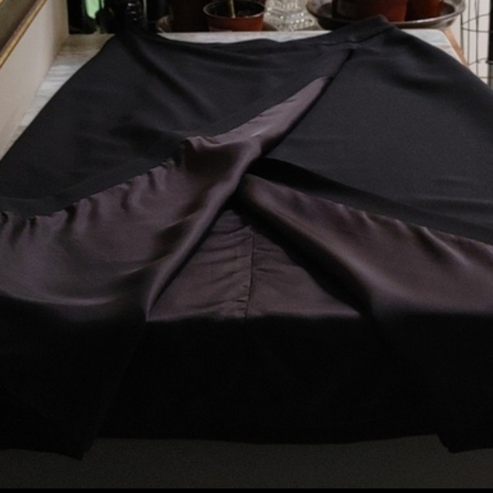 F. by Façonnable Black Semi-Wrap Gabardine Long Skirt Size L - Picture 7 of 11